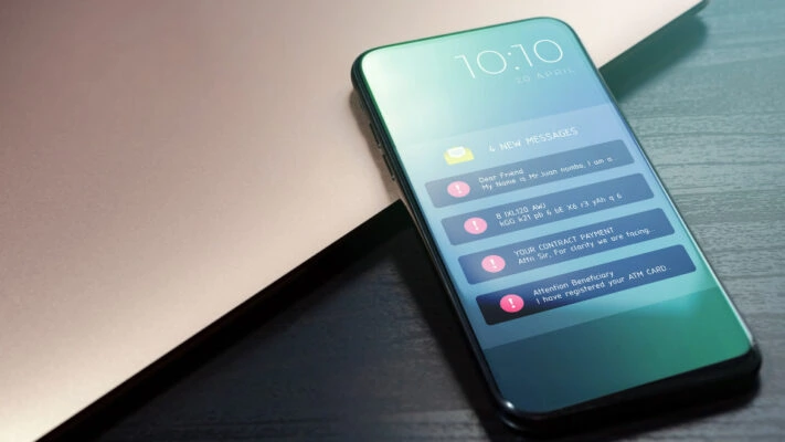 phone with spam messages